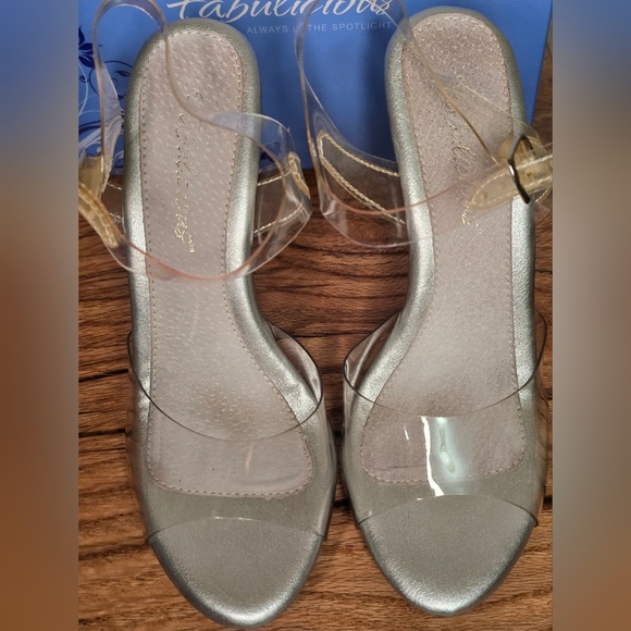 NPC BODYBUILDING HEELS, Pleaser Fabulicious LIP108 5" Clear Heels Women Size 7M - Picture 6 of 16